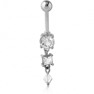 SILVER JEWELED FASHION NAVEL BANANA PIERCING