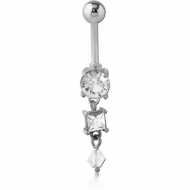 STERLING SILVER 925 JEWELLED SWAROVSKI CRYSTAL NAVEL BANANA PIERCING