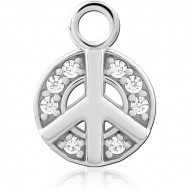 STERLING SILVER 925 JEWELED SLIDING CHARM FOR HINGED SEGMENT RING