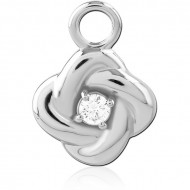 STERLING SILVER 925 JEWELED SLIDING CHARM FOR HINGED SEGMENT RING