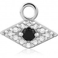 STERLING SILVER 925 JEWELED SLIDING CHARM FOR HINGED SEGMENT RING