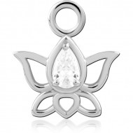 STERLING SILVER 925 JEWELED SLIDING CHARM FOR HINGED SEGMENT RING