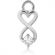 STERLING SILVER 925 JEWELED SLIDING CHARM FOR HINGED SEGMENT RING