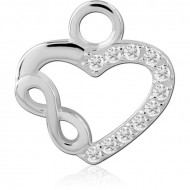 STERLING SILVER 925 JEWELED SLIDING CHARM FOR HINGED SEGMENT RING