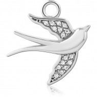 STERLING SILVER 925 JEWELED SLIDING CHARM FOR HINGED SEGMENT RING