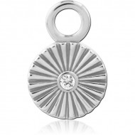 STERLING SILVER 925 JEWELED SLIDING CHARM FOR HINGED SEGMENT RING