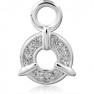 STERLING SILVER 925 JEWELED SLIDING CHARM FOR HINGED SEGMENT RING