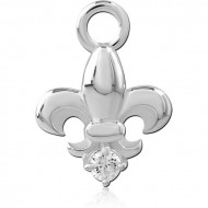 STERLING SILVER 925 JEWELED SLIDING CHARM FOR HINGED SEGMENT RING