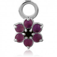 STERLING SILVER 925 JEWELED SLIDING CHARM FOR HINGED SEGMENT RING