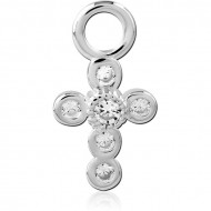 STERLING SILVER 925 JEWELED SLIDING CHARM FOR HINGED SEGMENT RING