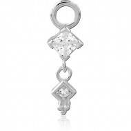 STERLING SILVER 925 JEWELED SLIDING CHARM FOR HINGED SEGMENT RING