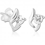 STERLING SILVER 925 JEWELLED EAR STUDS PAIR PIERCING