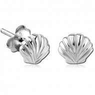 STERLING SILVER 925 EAR STUDS PAIR - SEA SHELL PIERCING