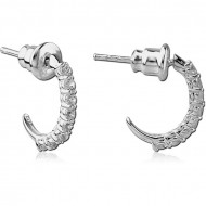 STERLING SILVER 925 JEWELLED EAR STUDS PAIR WITH SCREW BACK