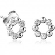 STERLING SILVER 925 JEWELLED EAR STUDS PAIR PIERCING