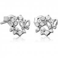 STERLING SILVER 925 JEWELLED EAR STUDS PAIR PIERCING