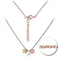 STERLING SILVER 925 NECKLACE WITH THREE TONE PENDANT - STARS