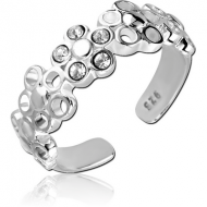 STERLING SILVER 925 JEWELLED TOE RING - FLOWERS