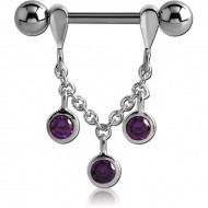 STERLING SILVER 925 JEWELLED CHAIN NIPPLE STIRRUP