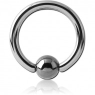 TITANIUM BALL CLOSURE RING WITH HEMATITE BALL