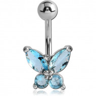 RHODIUM PLATED FASHION NAVEL BANANA WITH TITANIUM PIN AND BALL