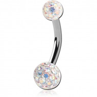 TITANIUM DOUBLE EPOXY COATED CRYSTALINE JEWELED BALL NAVEL BANANA