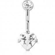 TITANIUM INTERNALLY THREADED DOUBLE JEWELLED NAVEL BANANA BALL TOP - BOTTOM PRONG SET PIERCING