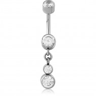TITANIUM INTERNALLY THREADED DOUBLE JEWELED NAVEL BANANA