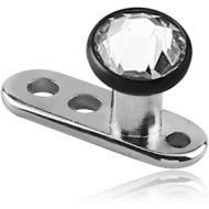 TITANIUM INTERNALLY THREADED DERMAL ANCHOR WITH BLACKLINE TITANIUM JEWELED DISC PIERCING