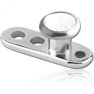 TITANIUM INTERNALLY THREADED DERMAL ANCHOR WITH SYNTHETIC OPAL JEWELLED DISC PIERCING