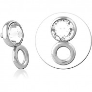 TITANIUM PREMIUM CRYSTAL JEWELED DISC FOR 1.6MM INTERNALLY THREADED WITH O-RING HOOP PIERCING