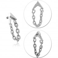 TITANIUM JEWELED MICRO ATTACHMENT FOR 1.2MM INTERNALLY THREADED PINS-ARROW WITH CHAIN DANGLE