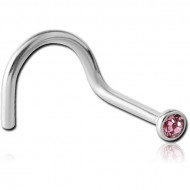 TITANIUM VALUE CRYSTAL JEWELED LARGE LEFT CURVE NOSE STUD