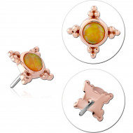 14K ROSE GOLD THREADLESS ATTACHMENT ROUND OPAL BEADED QUAD ACCENT