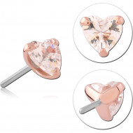 14K ROSE GOLD JEWELED ATTACHMENT TITANIUM THREADLESS PIN - HEART