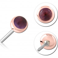 14K ROSE GOLD SEMI PRECIOUS CABOCHON ATTACHMENT TITANIUM THREADLESS PIN