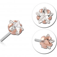 14K ROSE GOLD JEWELED ATTACHMENT TITANIUM THREADLESS PIN - STAR