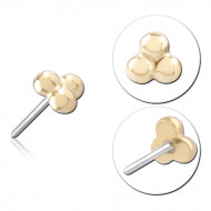 14K YELLOW GOLD SOLID ATTACHMENT 1.2 AND 1.5 MM BEAD TITANIUM THREADLESS PIN