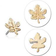 14K YELLOW GOLD MAPLE LEAF TOP WITH TITANIUM THREADLESS PIN