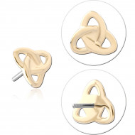 14K YELLOW GOLD TRIQUETRA KNOT TOP WITH TITANIUM THREADLESS PIN