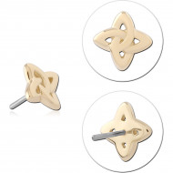 14K YELLOW GOLD THREADLESS TOP FOUR-POINT CELTIC KNOT