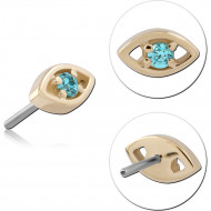 14K YELLOW GOLD TOP WITH TITANIUM THREADLESS PIN EYE BEZEL SINGLE CLEAR GEM