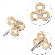 14K YELLOW GOLD TOP WITH TITANIUM THREADLESS PIN OPEN TREFOIL GEM