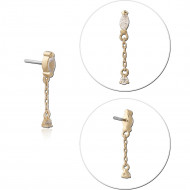 14K YELLOW GOLD ATTACHMENT WITH TITANIUM THREADLESS TOP MARQUISE GEM WITH CHAIN DROP