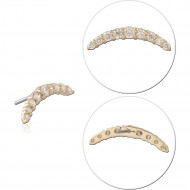 14K YELLOW GOLD TOP WITH TITANIUM THREADLESS PIN CRESCENT GEM CLUSTER