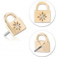 14K GOLD JEWELLED ATTACHMENT TITANIUM THREADLESS PIN