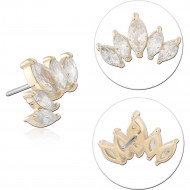 14K YELLOW GOLD THREADLESS TOP MARQUISE FAN GEM CLUSTER