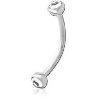 TITANIUM DOUBLE JEWELLED THREADLESS CURVED BARBELL PIERCING