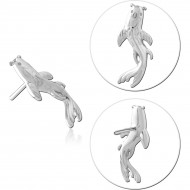 14K WHITE GOLD TOP WITH TITANIUM THREADLESS PIN KOI FISH LEFT