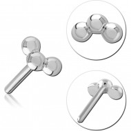 14K WHITE GOLD ATACHMENT 1.0 MM BEAD TITANIUM THREADLESS PIN